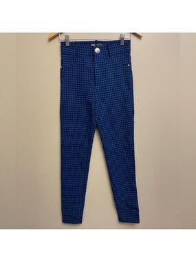 Zara Plaid Pants Blue Black Small